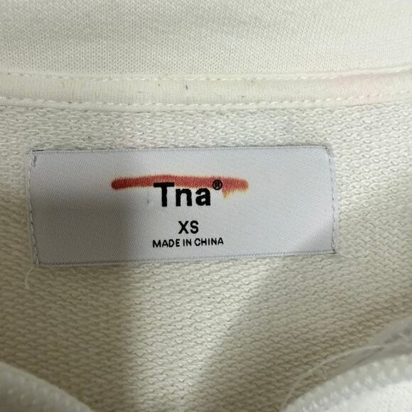 ARITZIA TNA Cropped‎ Zip Sweatshirt Women XS White Activewear Lightweight - Picture 3 of 9